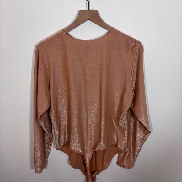 SKIMS Shimmer Long Sleeve Bodysuit Ochre Size 4x NEW with tags Thong - Picture 9 of 16